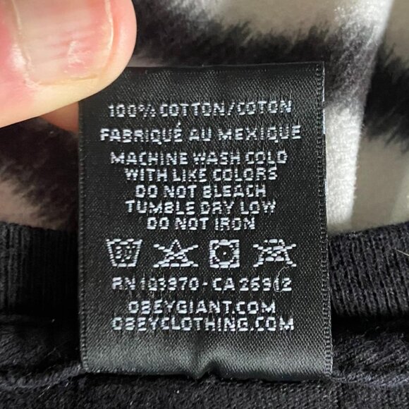 OBEY (Size M) Camo Label Name Black T-Shirt - Picture 5 of 6